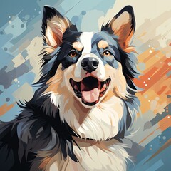 Naklejka premium Minimalistic Vector Illustration of a Dog in Soft Light Tones