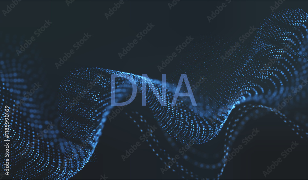 Wall mural artificial intelligence dna particle waves future connect innovation vector design. big data biology