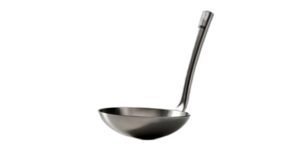 A ladle is a type of large, deep spoon with a long handle, commonly used in cooking and serving liquids such as soups, stews, sauces, or punch. Its design typically includes a round bowl and a long ha