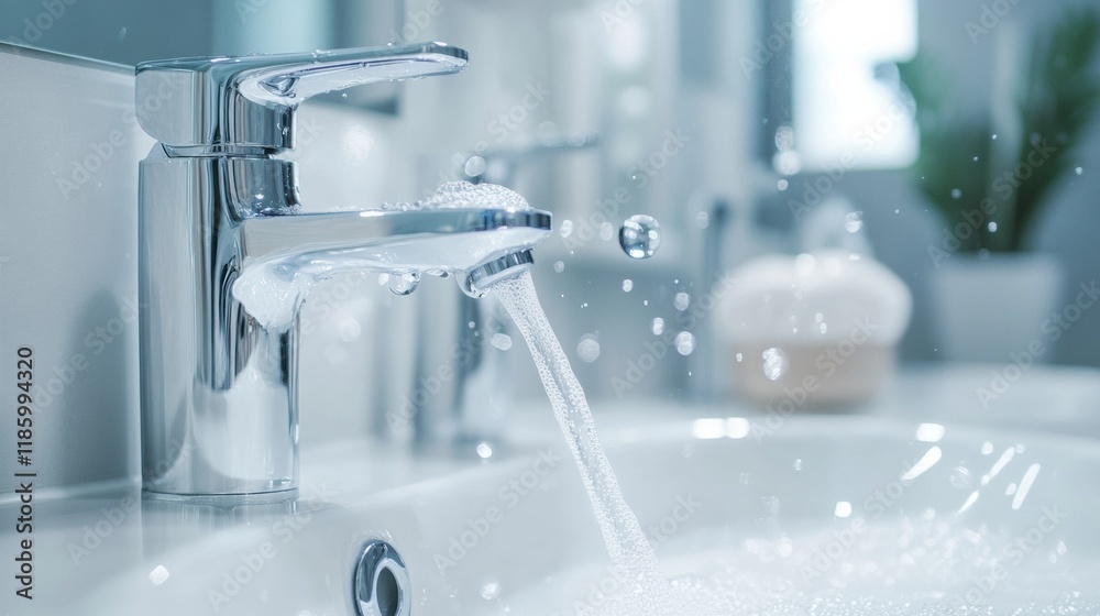 Poster Prevention of bacteria in a modern sink environment with sanitizer droplets during daily activities. Generative AI
