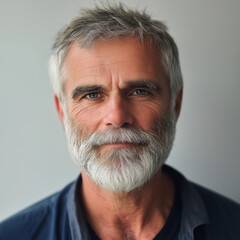 Obraz premium photo of a middle aged man smiling into the camera. white background