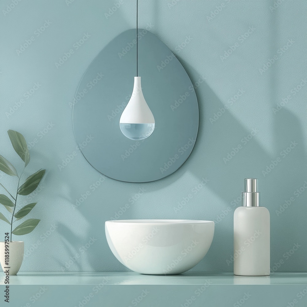 Aufkleber Sanitizer droplets effectively tackling bacteria on a clean surface in a serene environment. Generative AI