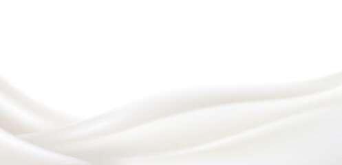 White shiny silk fabric or rippled wavy milk.