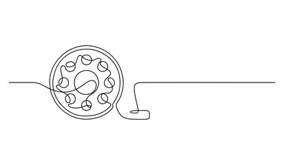 Film reel continuous one line drawing of design outline vector illustration