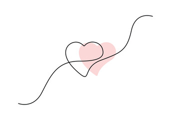Heart in one continuous line drawing vector illustration