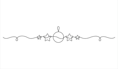 One continuous line drawing of Christmas frame vector illustration
