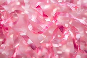Obraz premium Glowing Pink and Red Ribbons in Ethereal Aurora Valentine s Background