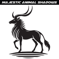 Obraz premium Majestic animal shadows silhouette isolated on white background.