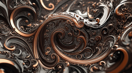 Abstract Close-Up of Swirl Pattern with Thin Wavy Lines in Earthy Brown Tones – Smooth, Fluid Texture with Depth and Dynamic Energy