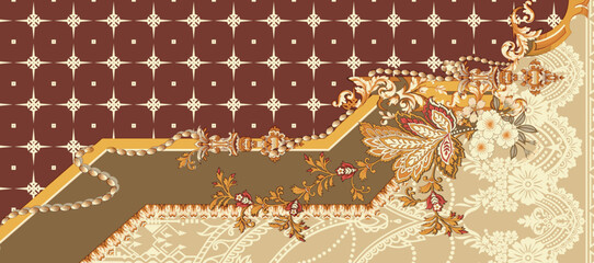 Ornate floral designs with detailed frames, creating luxurious backgrounds and decorative textiles.