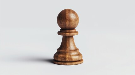 An isolated wooden chess piece, showcasing fine craftsmanship, placed on a clean white background.