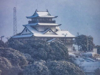 小牧山城の雪景色