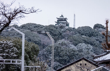 小牧山城の雪景色