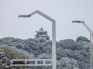 小牧山城の雪景色