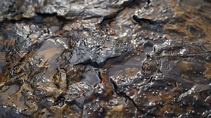 Obraz premium Close up of oil spilled on the ground