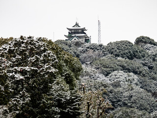 小牧山城の雪景色