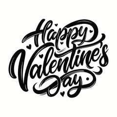 Hearts and Happy Valentines Day! Text Design line art icon sign silhouette vector illustration  with fun brush ink typography calligraphy for photo overlays t-shirt print flyer poster design