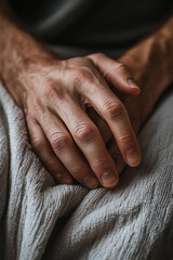 Fototapeta premium Men's manicure. The concept of professional nail care. Close-up of the man manicurist's hands.