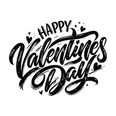 Happy Valentines Day! Text Design line art icon sign silhouette vector illustration  with fun brush ink typography calligraphy for photo overlays t-shirt print flyer poster design