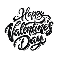 Happy Valentines Day! Text Design line art icon sign silhouette vector illustration  with fun brush ink typography calligraphy for photo overlays t-shirt print flyer poster design