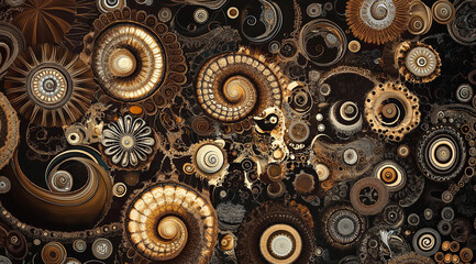 Abstract Close-Up of Swirl Pattern with Thin Wavy Lines in Earthy Brown Tones – Smooth, Fluid Texture with Depth and Dynamic Energy