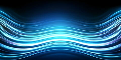A smooth, wavy pattern of bright blue light against a dark background, creating a dynamic and modern visual effect. Concept Bright Blue Waves, Dynamic Visual Effect, Modern Aesthetic