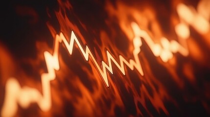 Dynamic Stock Market Trend Graph Financial Data Investment Risk Economic Volatility Burning Orange