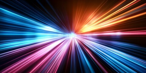 A burst of colorful light rays radiating from a central point, creating a dynamic and vibrant visual effect. Concept Colorful Light Rays, Dynamic Visual Effects, Vibrant Design, Radiant Energy