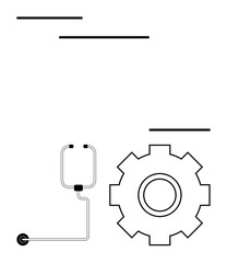 Simple gear and stethoscope symbolizing medical innovation, system optimization, and tech solutions in healthcare. Ideal for engineering, diagnosis, research, data analysis, collaboration, system