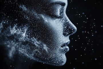 Woman Dissolving Into Particles