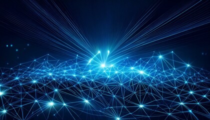 Fototapeta premium Abstract blue glowing 6G High-Speed network wireless internet connection. 
