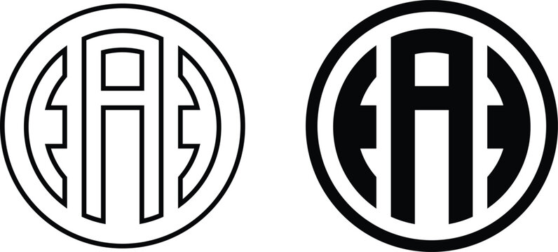 EAE circle iconic logo design template, monogram, abstract, wordmark, letter mark, business, typography. Editable Stroke