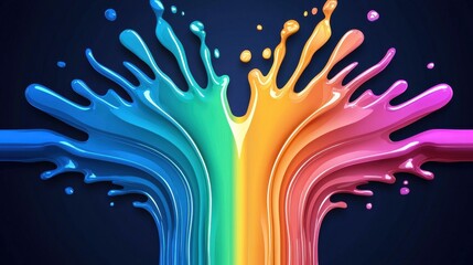 Vibrant Rainbow Paint Splash Abstract Colorful Liquid Art Design