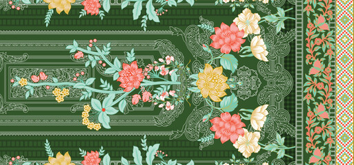 Ornate floral designs with detailed frames, creating luxurious backgrounds and decorative textiles.