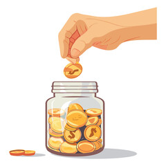 elegant illustration of a man saving money in a jar