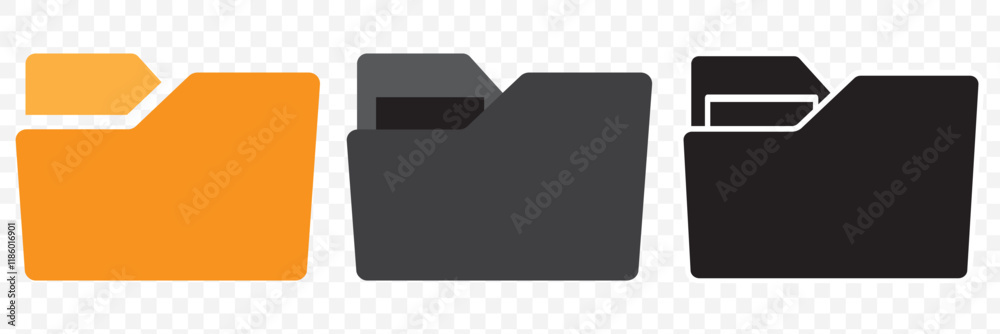 Poster folder icon vector set. desktop black and yellow folder icon. office document folder vector symbol. 