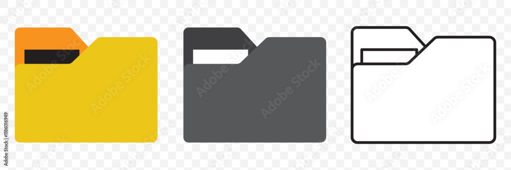 Poster folder icon vector set. desktop black and yellow folder icon. office document folder vector symbol. 