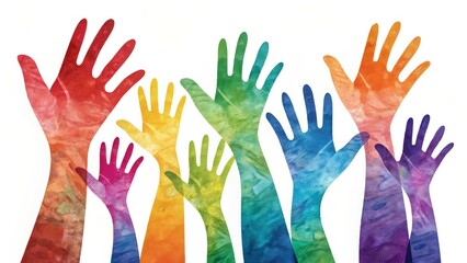 Obraz premium Rainbow Hands Reaching Out: Abstract Depiction