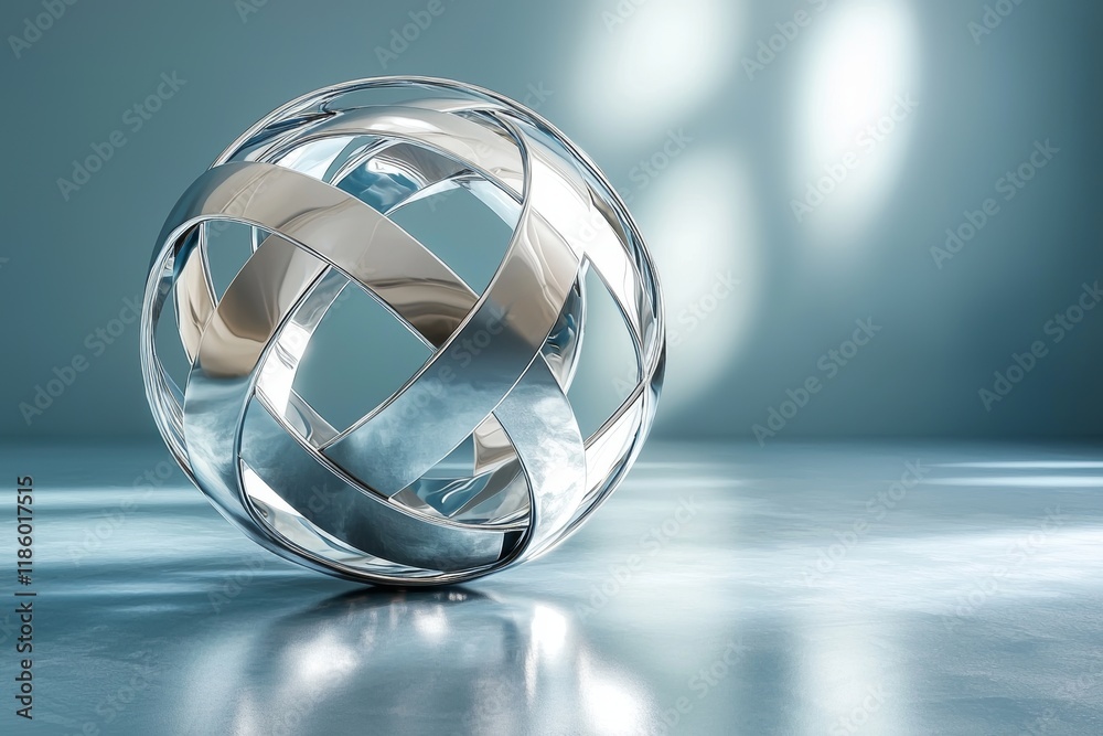 Poster 3d wireframe of a rotating geometric object with shadows
