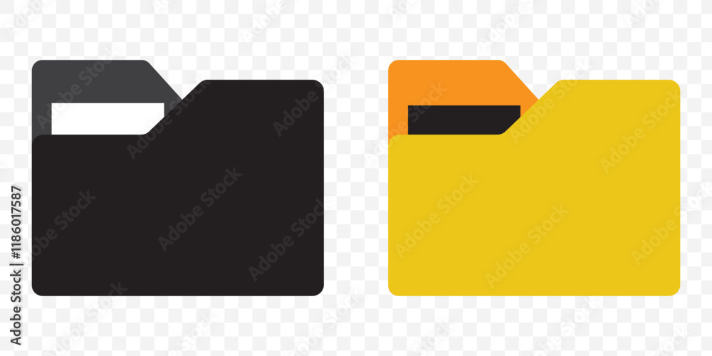 Poster set of icon folder computer file colourful document binder data archive, modern simple 3d yellow blu