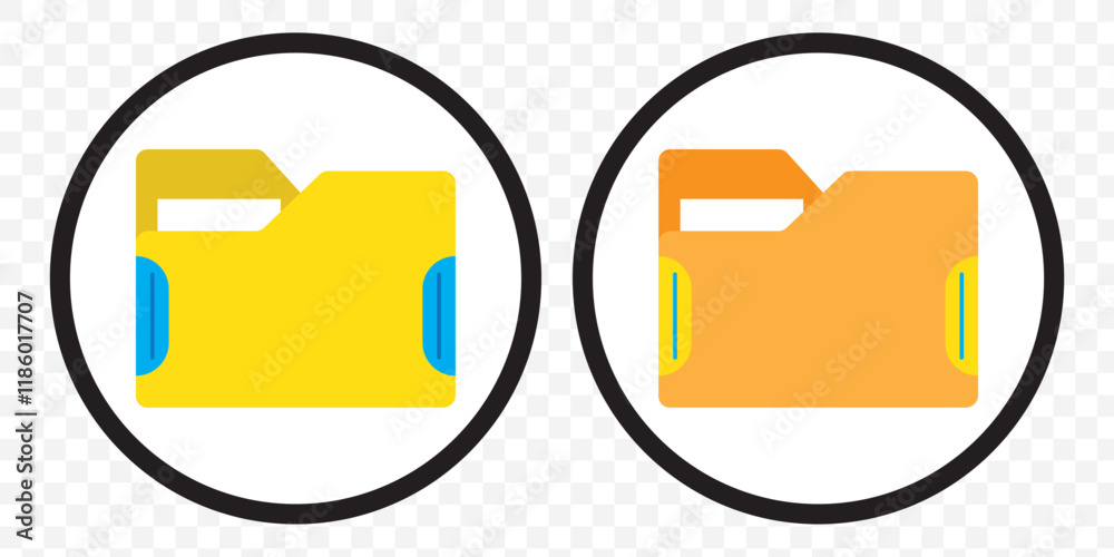 Poster folder icon vector set. desktop black and yellow folder icon. office document folder vector symbol. 