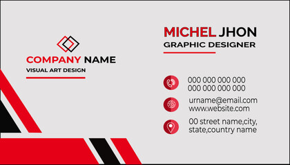 Double-sided creative business card template. Portrait and landscape orientation. Red and Back corporate business card design