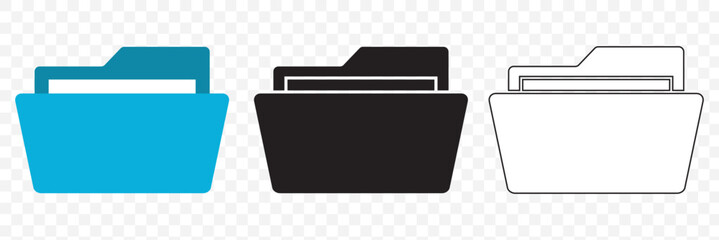 Folders icon collection. Documents in folders. File folder vector icon set. eps 10.