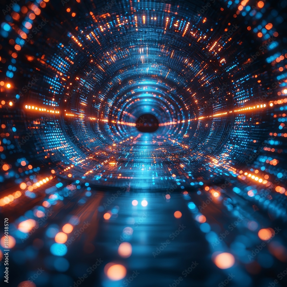 Poster dynamic data visualization technology landscape as abstract digital art in a futuristic environment 