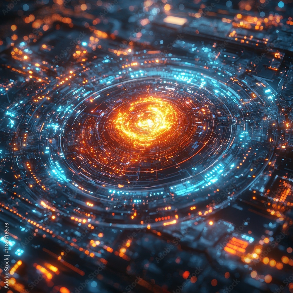 Poster dynamic data visualization technology landscape rendered as abstract digital art in a futuristic bac