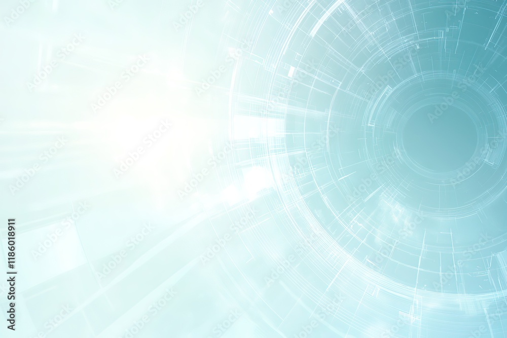 Poster abstract blue tech background with circular digital patterns