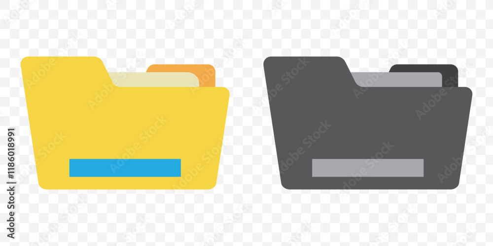 Poster folder icon vector set. desktop black and yellow folder icon. office document folder vector symbol. 