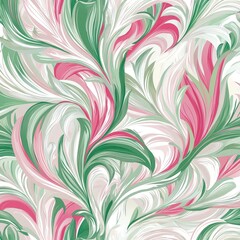 Dynamic swirl pattern in green and pink with elegant curves and intricate design, symbolizing fluidity and harmony. Perfect for modern decor and artistic backgrounds.