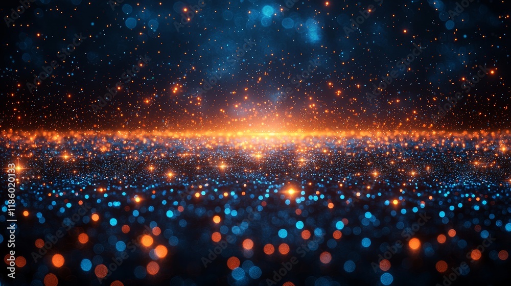 Poster futuristic digital grid animation in a virtual space, showcasing motion graphics in a tech environme