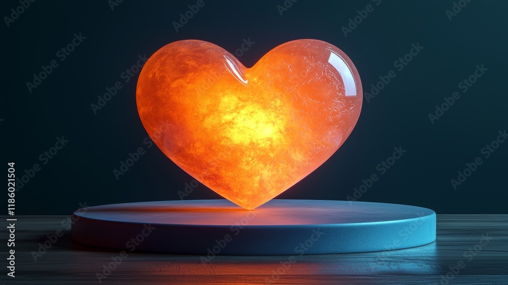 Poster heart animation displayed in a digital space with 3d graphics creating a creative environment in fro